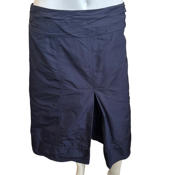 Lida Baday Navy Blue Silk Blend Skirt sz 4 EUC